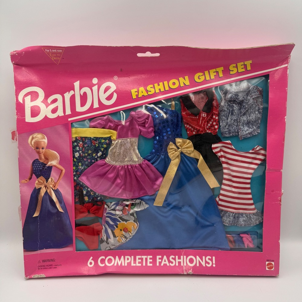 Vintage Barbie Fashion Gift Set 6 Complete Outfits 1990s Mattel 68073-93 NEW